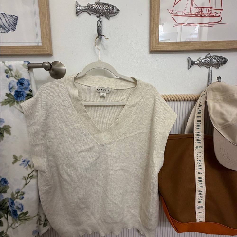 Ava & Viv Knit Sweater Vest – Cream – Size XL (18/20)